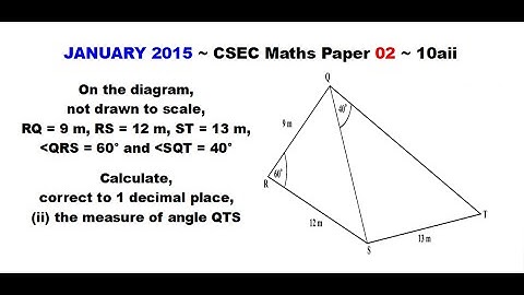 Paper2-CSEC-MATHS-221 ~ Law of Sines ~ January 2015 Number 10aii