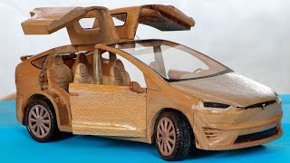 Tesla Model X ASMR Woodworking, DIY Car Model by Awesome Woodcraft  Wood Carving