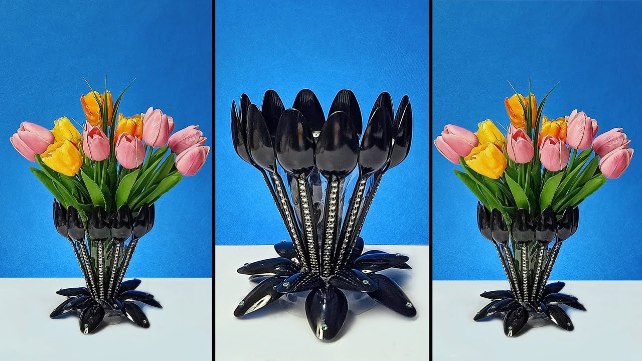 Plastic Spoon Make Of Flower Vase Flower Vase Made Of Recycled plastic-spoon-make-of-flower-vase-flower-vase-made-of-recycled