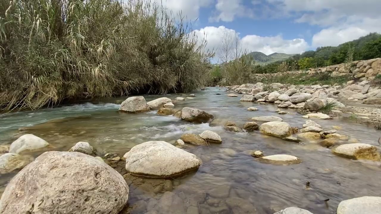 River Sounds for Relaxation | 1 Hour of Flowing Water & Passing Clouds (No Music)