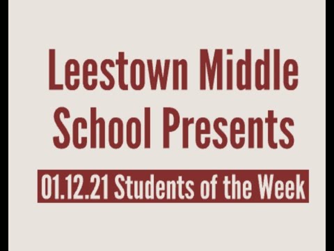 01 12 21 Leestown Middle School Students of the Week