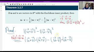 Theorem 3.2.7 (Link Dot Product to Norm in n-Space)