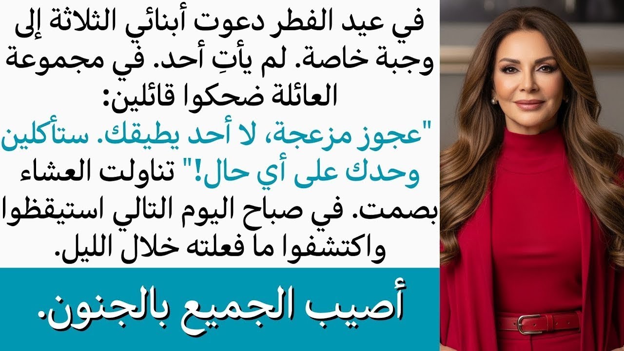 دعوت أبنائي الثلاثة لوجبة عيد الفطر، تجاهلوني وسخروا مني وفي صباح اليوم التالي بدأ القلق يسيطر عليهم
