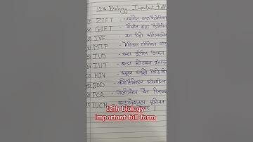 Class 12 Biology Important Full Form | Full names of Biology codes | Class 12 Biology