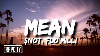 Video thumbnail of "$NOT - Mean (Lyrics) ft. Flo Milli"