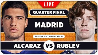 ALCARAZ vs RUBLEV • ATP Madrid 2024 QF • LIVE Tennis Play-by-Play Stream