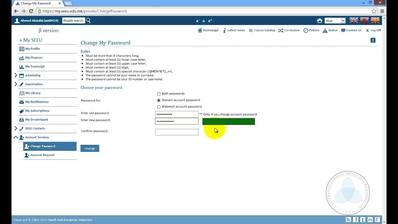 MySEEU Reset Domain Account Password YouTube