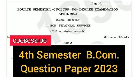 FINANCIAL SERVICES           |          4th Semester   B.Com.  Question Paper 2023  #calicut