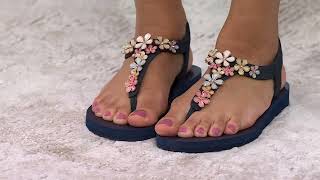 Skechers Meditation Embellished Thong Sandals - Glass Daisy On Qvc