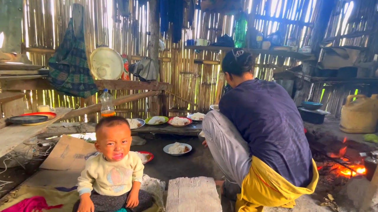 Nagaland village life of farmers at Paddy field, Cooking and eat