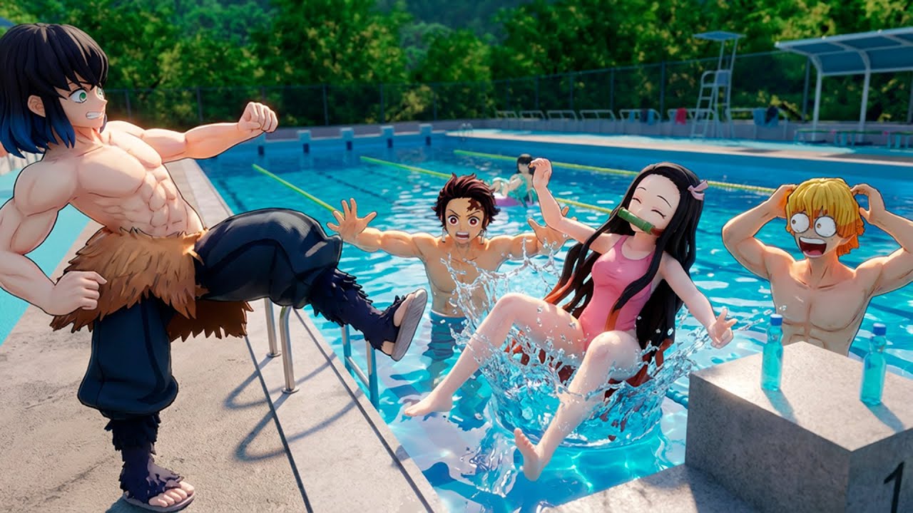 Tanjiro e Nezuko no CAOS da PISCINA 💥💦 | Demon Slayer VR