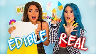 Edible School Supplies VS Real School Supplies Challenge!! Niki and Gabi