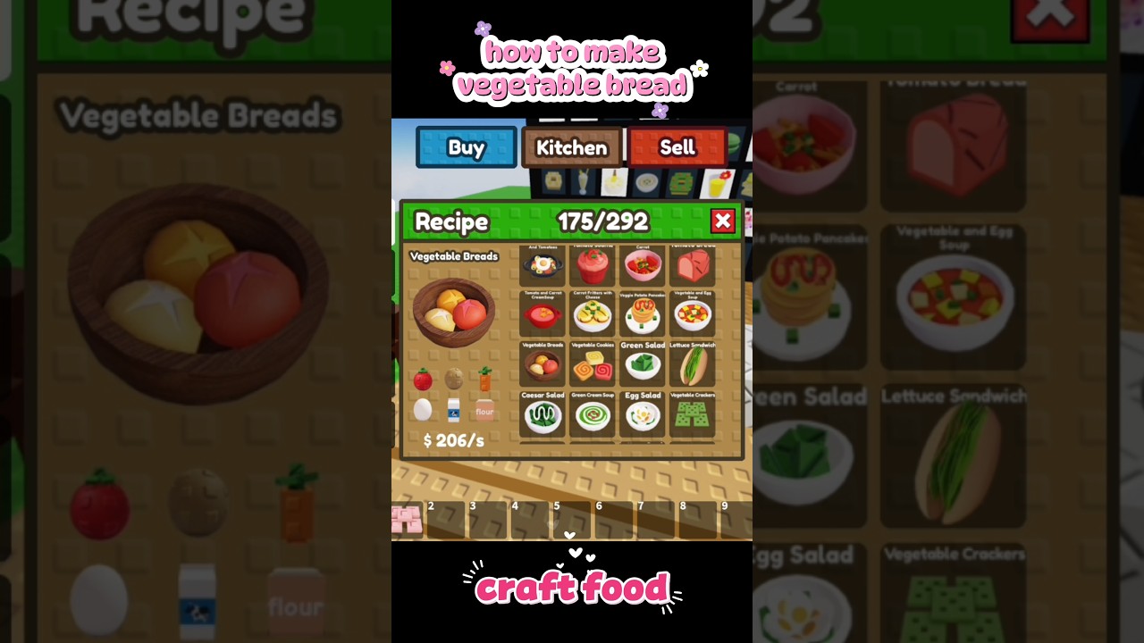 how to make vegetable bread on craft food roblox 