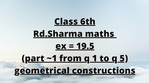 ex 19.5 rd Sharma maths class 6// part ~ 1 from question 1 to question 5// explained in easy way