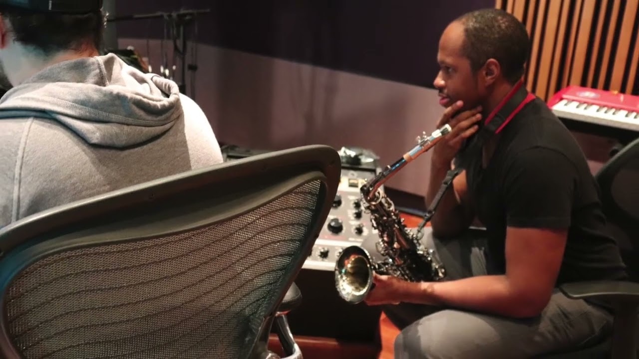 The team at work in the recording studio