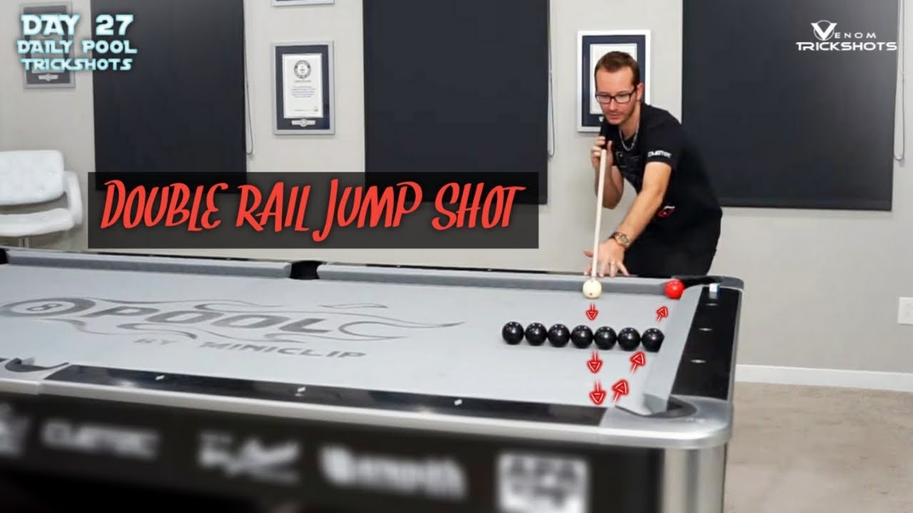DAILY Pool Trick Shot - DAY 27 - Double Rail Jump - Venom Trickshots