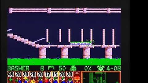 Lemmings SNES Fun level 20 We are now at LEMCON ONE 10149 points (100% saved & 11 skills used)
