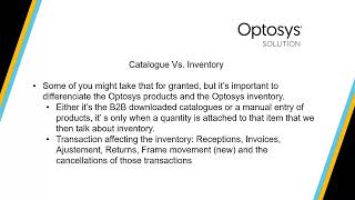 OPTOSYS Webinar - Best practices for using inventory in Optosys