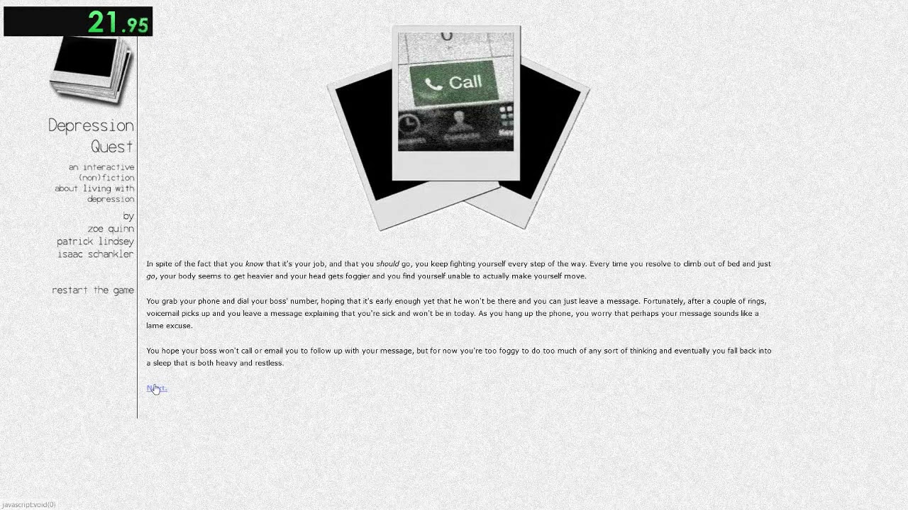 Depression Quest Speedrun SUB-50