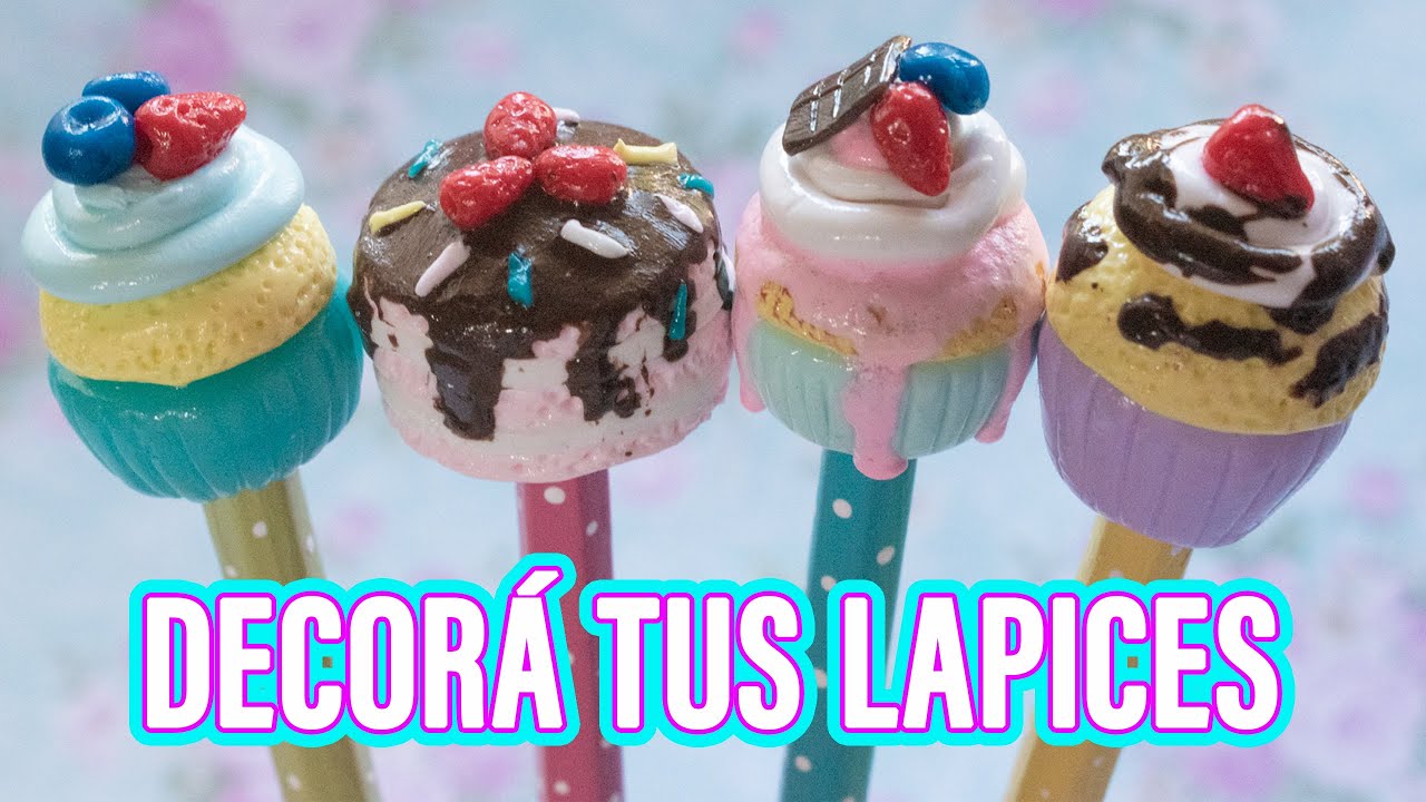 COMO DECORAR TUS LÁPICES CON PORCELANA FRÍA - FÁCIL, RÁPIDO  Y BONITO - CUPCAKES y PASTEL♥