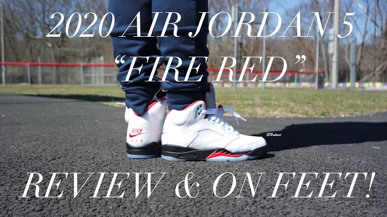 air jordan 5 fire red 2020 on feet