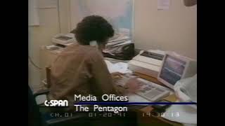 What do Pentagon press corps media offices look like? Behind-scenes video 1-20-1991 Persian Gulf War
