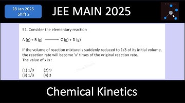 Consider the elementary reaction A(g) + B(g)  →  C(g) + D(g), If the volume of reaction mixture