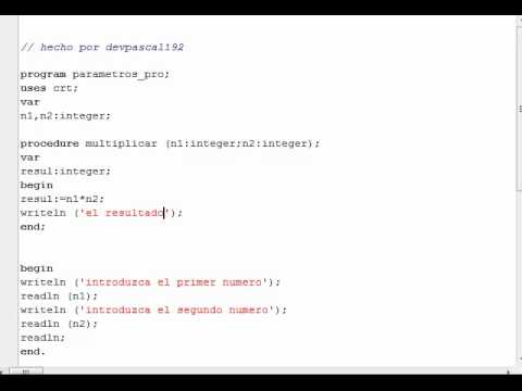 Programación en Pascal - Procedimientos (paso de parámetros) - YouTube