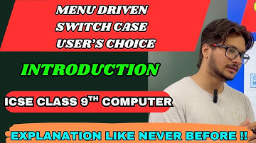 Introduction to Menu driven,Switch case,User’s choice in java|ICSE computer class 9|programming