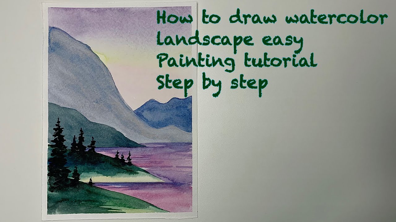 How to draw watercolor landscape step by step. Free art lessons ...