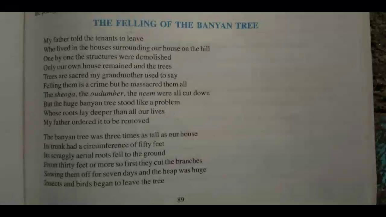 The Felling Of Banyan Tree explained in Marathi 12th HSC