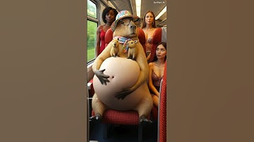 🌈🐹 Mommy Capybara’s Belly Magic Fills Train… Then She Vanishes! 😲🚆#magic #capybara #shorts #gamtng