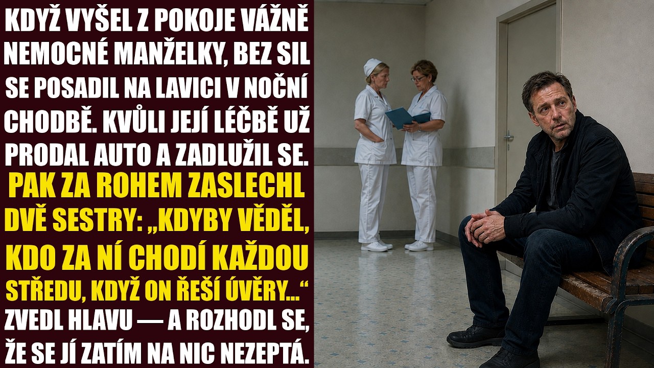 Stačilo pár vět zaslechnutých za rohem nemocniční chodby. Dvě sestry si šeptaly o někom, kdo za mou nemocnou ženou chodí každou středu dopoledne, přesně když já sedím v bance a sháním peníze na...
