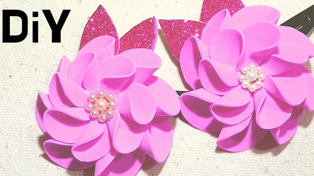 How to make easy foamiran flowers | Girls accessories 2020 | DIY | Very ...
