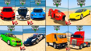 Bugatti Veyron vs Iveco EuroCargo vs Ford Raptor vs Police Lamborghini - GTA 5 Car Mods Compilation
