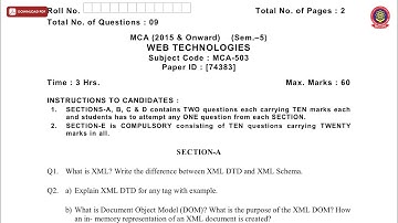 MCA 5TH SEM WEB TECHNOLOGIES DEC 2018 | PTU