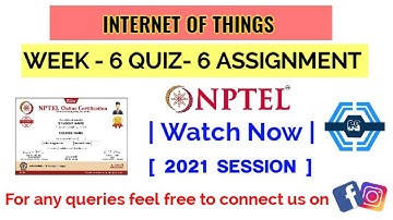 Introduction To Internet Of Things | Week 6 Answers 2021 | NPTEL ||