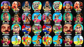 Scary Teacher 3D: Stone Age, Mr Meat 2, The Office Boss Pranks, Tom Gold Run, Save The House...