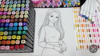 Beautiful Girl Coloring Page | Easy Fashion Coloring 