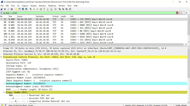 wireshark nmap sS