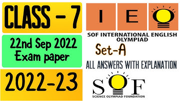 2022-23 IEO International English Olympiad Class 7 Solved Question paper | SOF#ieo #class7english