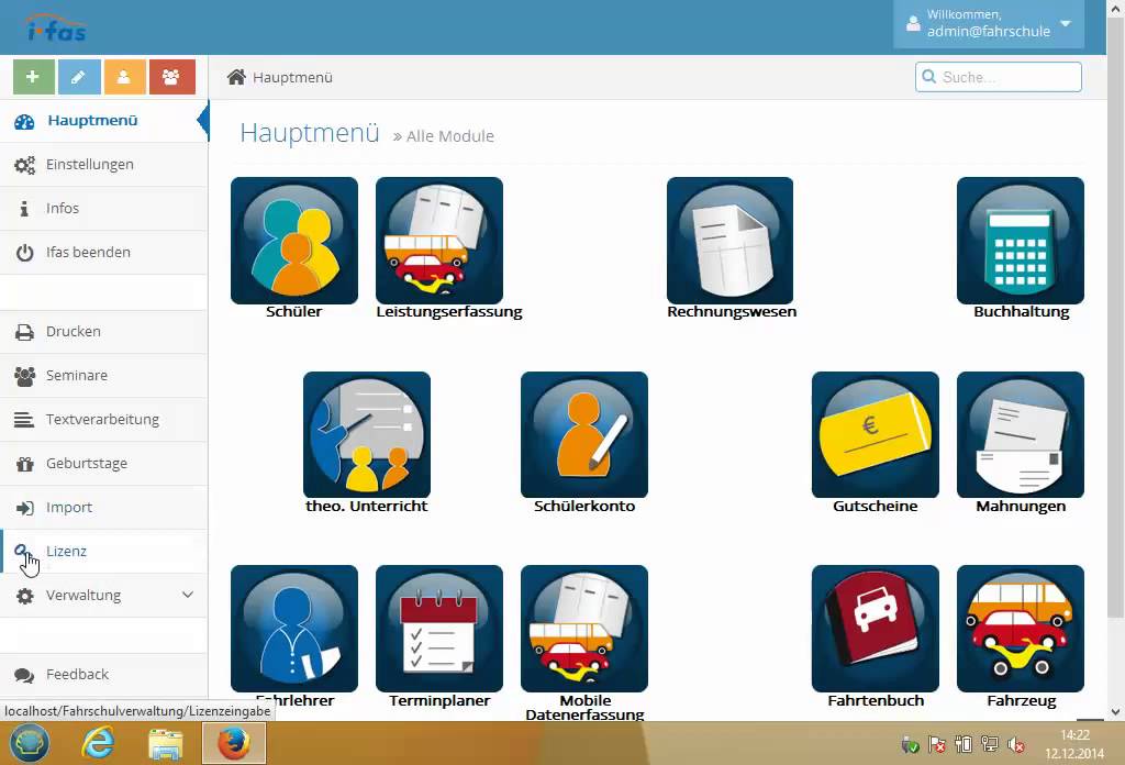 ifas6 Fahrschulsoftware - Schulung: Lizenzeingabe