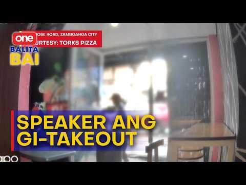 Mahalong speaker, gi-takeout sa kawatan sa pizza shop.