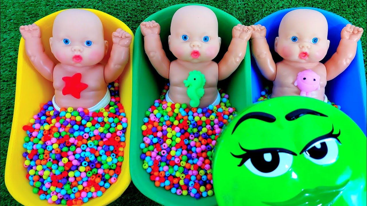 Full of 3 Rainbow BathTubs Candy with M&M's & Magic Slime Cutting Video