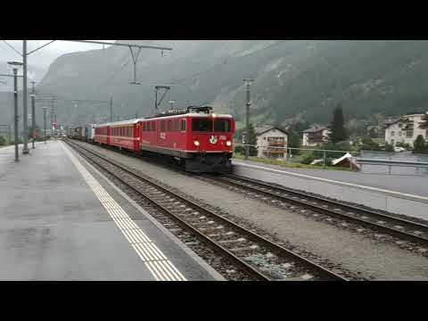 RhB  , Rhatische bahn , GE 6/6 II , Zernez , mixed evening train