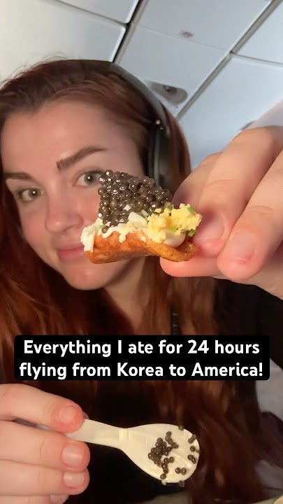 Everything I ate for 24 hours flying from Korea to America! #Shorts #Travel #qatar #Eating #Korea ￼