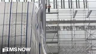 LIVE: Trump name removal from Kennedy Center being blocked by tarp