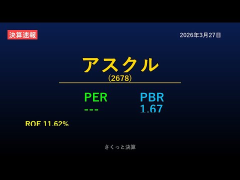 【2678】アスクル 2026年3月27日 決算サマリー