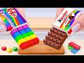 Miniature Rainbow Cake Decorating 🍫🌈 How To Make Amazing Miniature Rainbow KITKAT and KINDER Cake