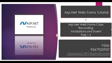 Validation and Events | Asp.Net Web Forms Recording | By Vijay Rana | By Vijay | Vijay Rana | Vijay
